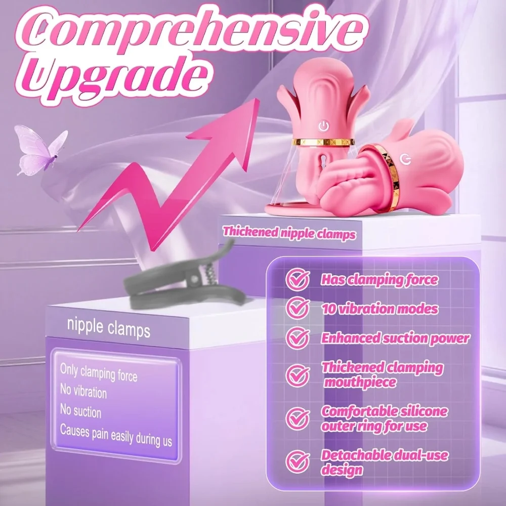 pinchtech nipple clamp massager pink breast stimulator