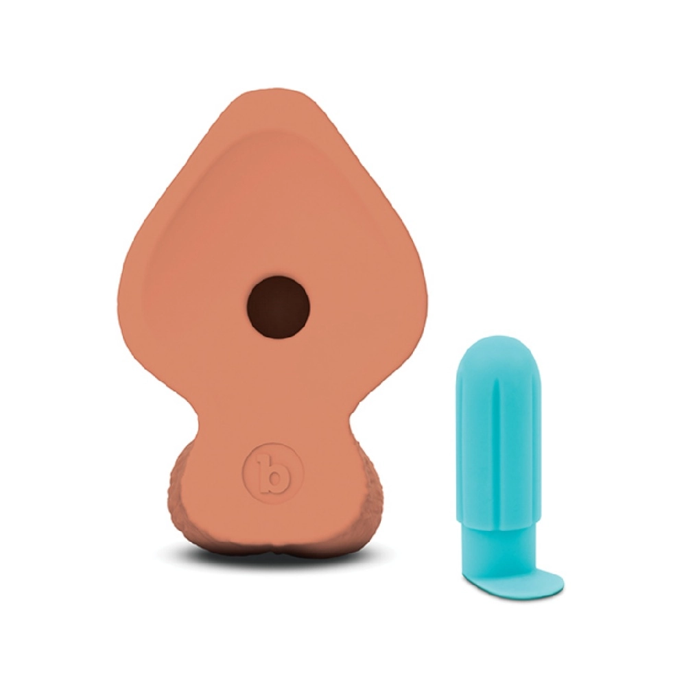 b-vibe silicone slipskin girthy dildo 8 inch mocha