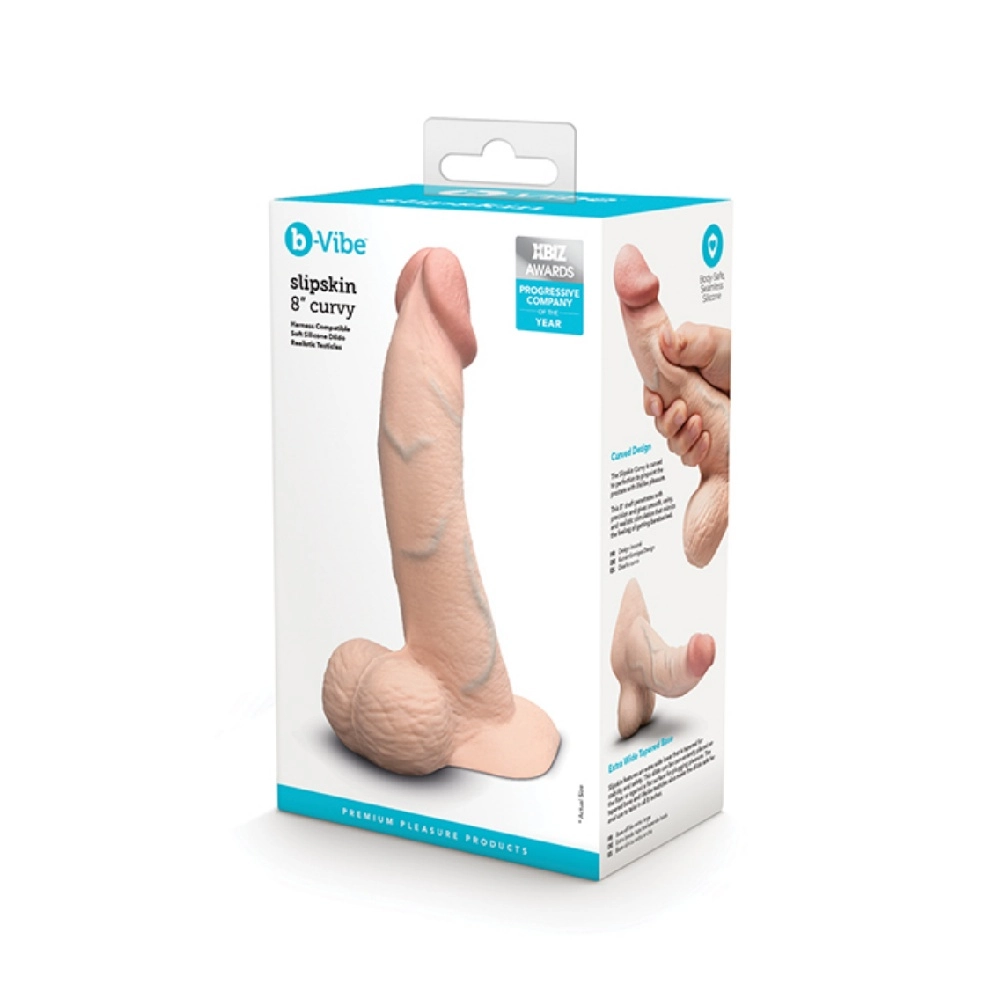 slipskin curvy 8 inch silicone dildo mocha lifelike realistic dildo for women