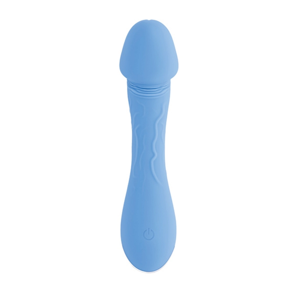 evolved novelties selopa dainty dick penis vibrator blue curved realistic head