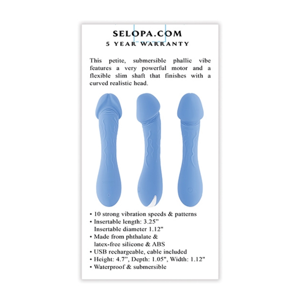 evolved novelties selopa dainty dick penis vibrator blue phthalate free material