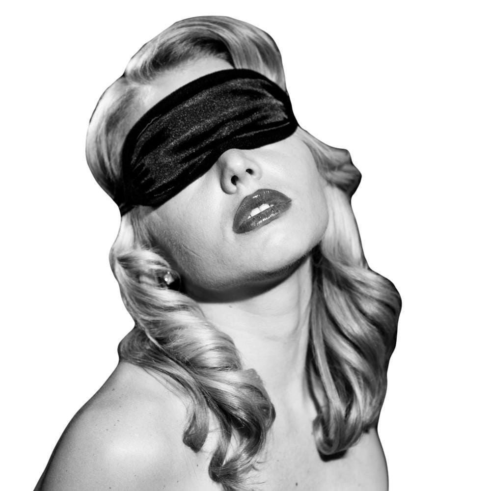 couples BDSM accessory black satin eye mask