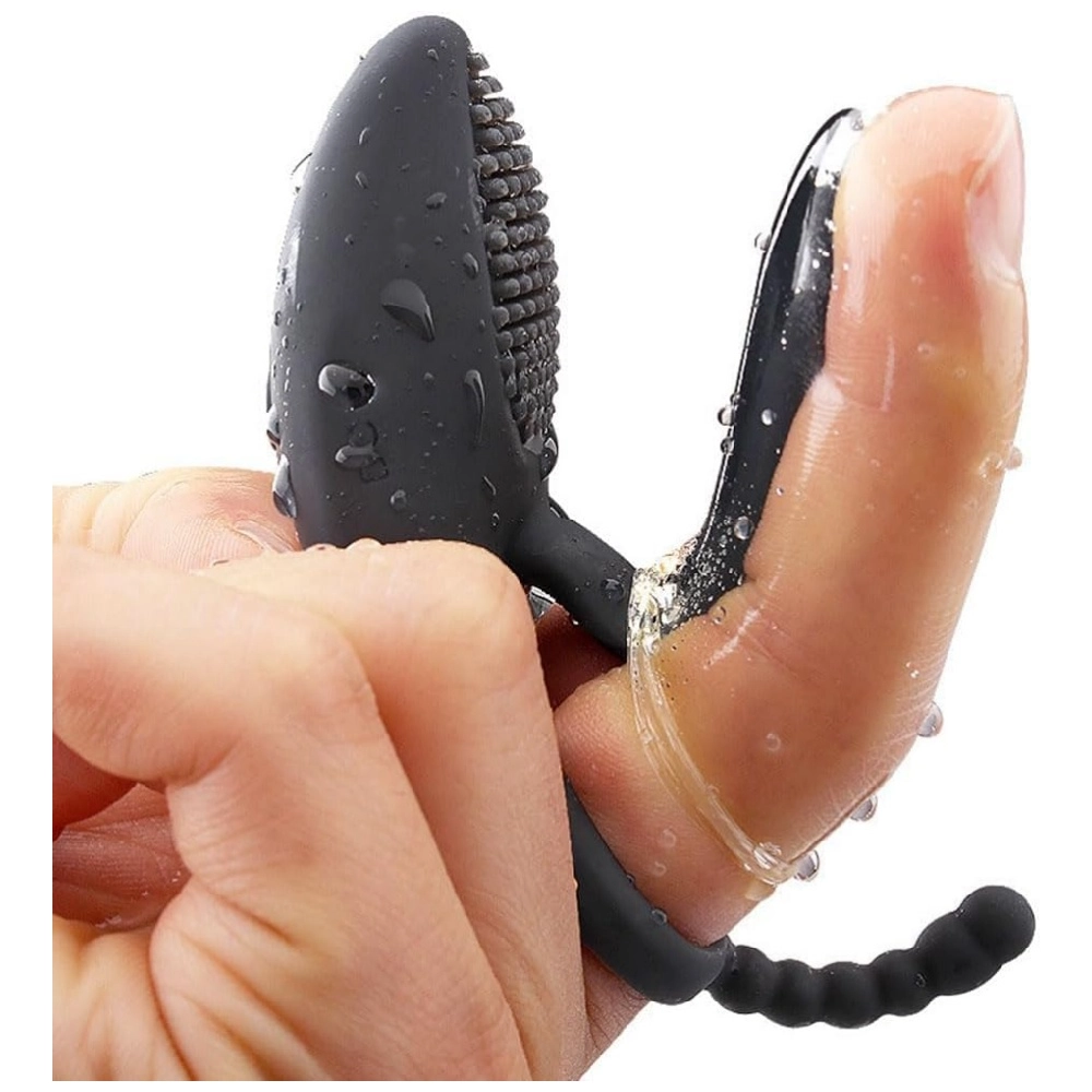 elastic vibrating penis ring with clitoral stimulator