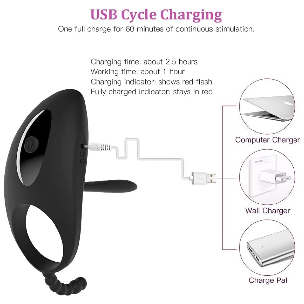 vibrating penis ring with anal beads for shared pleasure