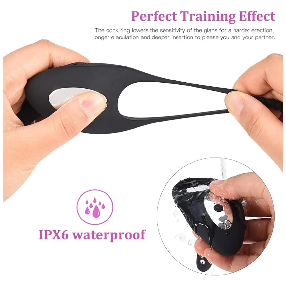 penis ring vibrator with tongue shaped clitoral stimulator