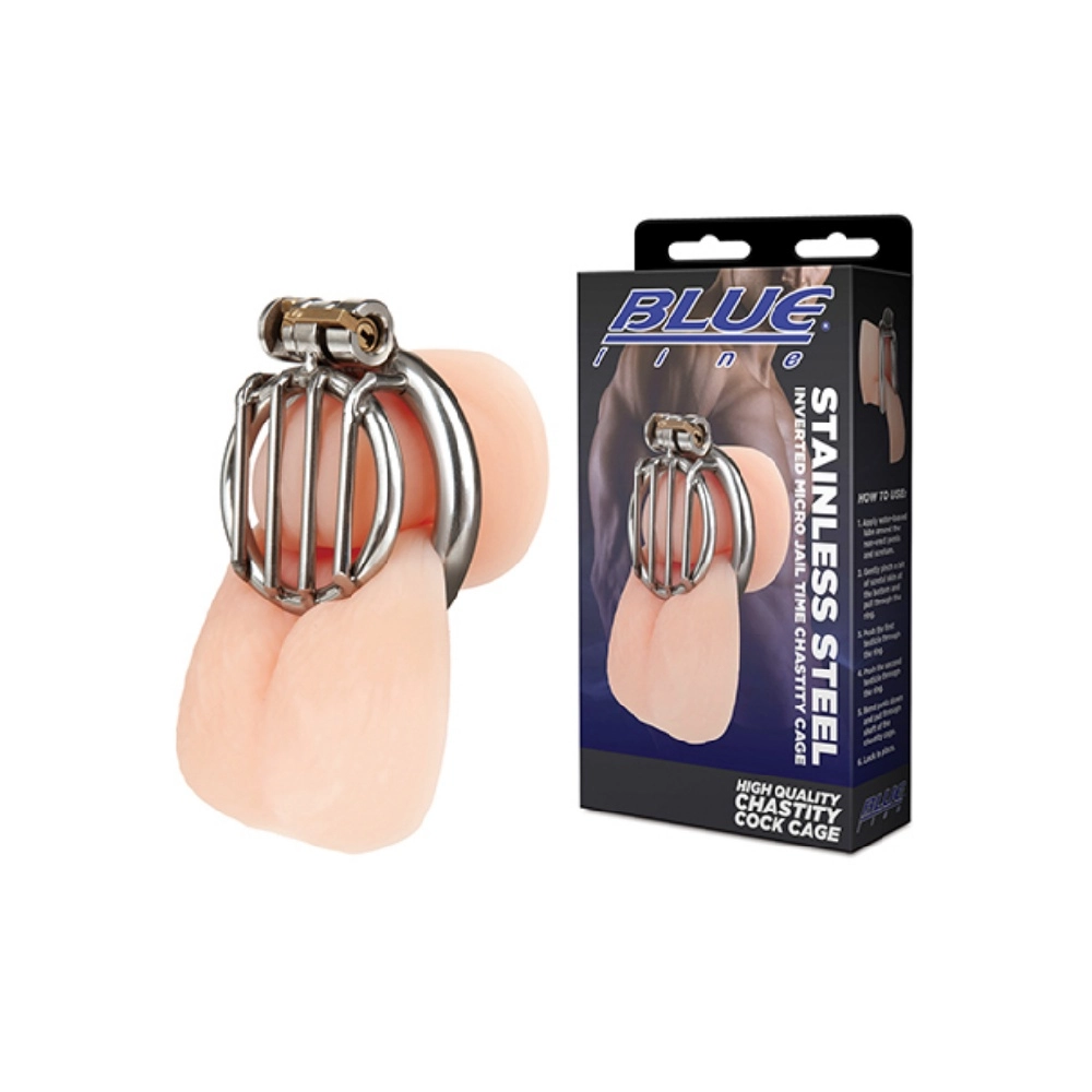 blue line male chastity cage extreme control