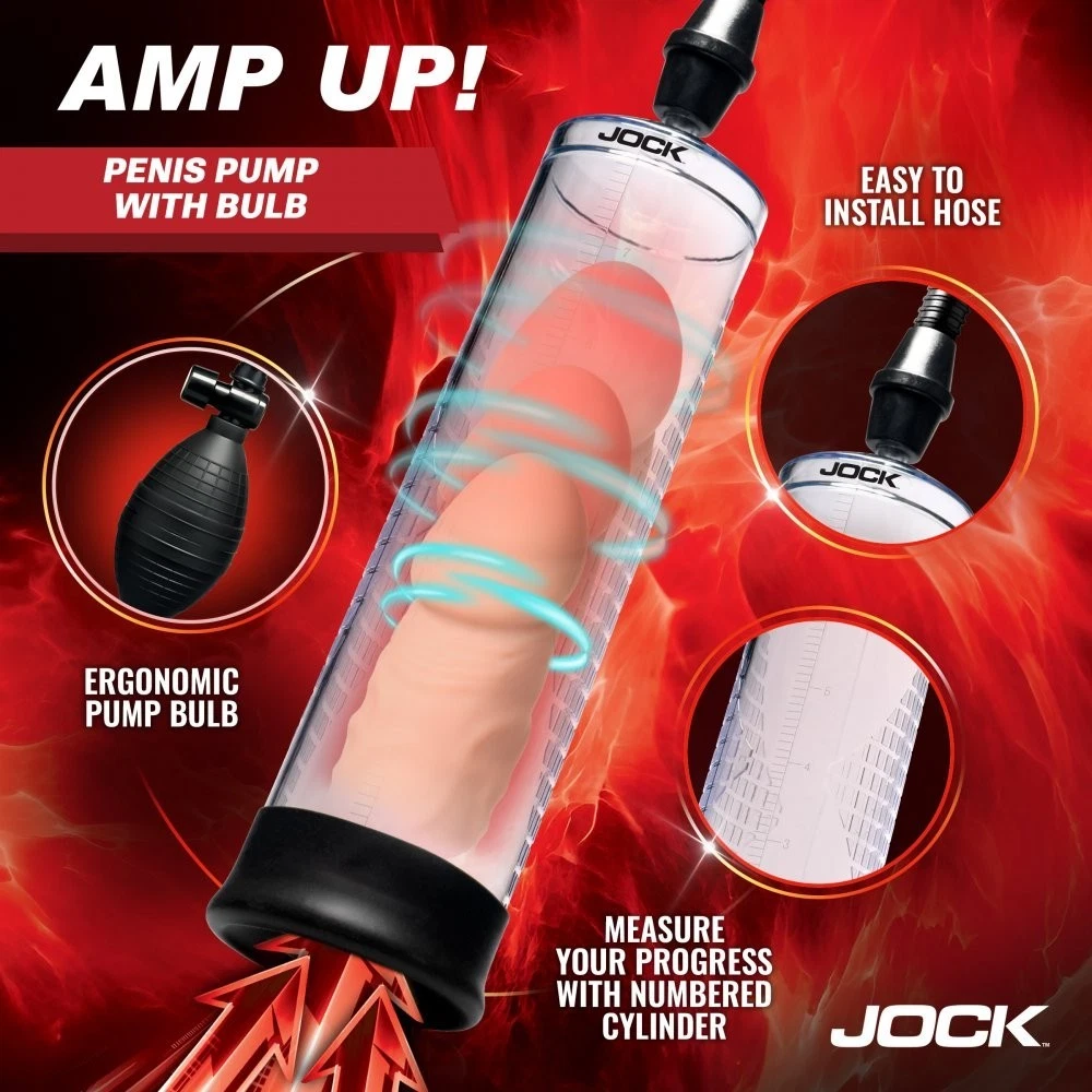 Curve Toys JOCK Amp Up silicone male penis pump with bulb