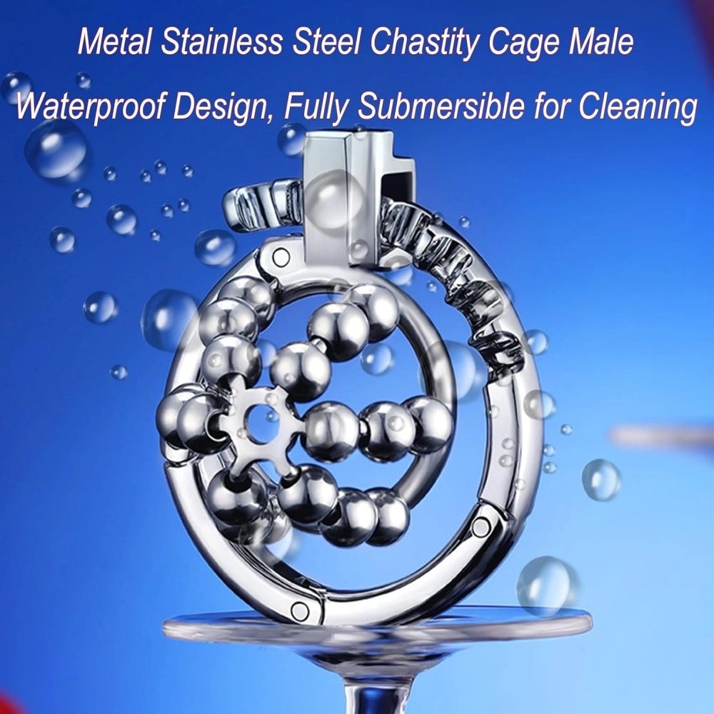 stainless steel male chastity device adjustable ring penis cage