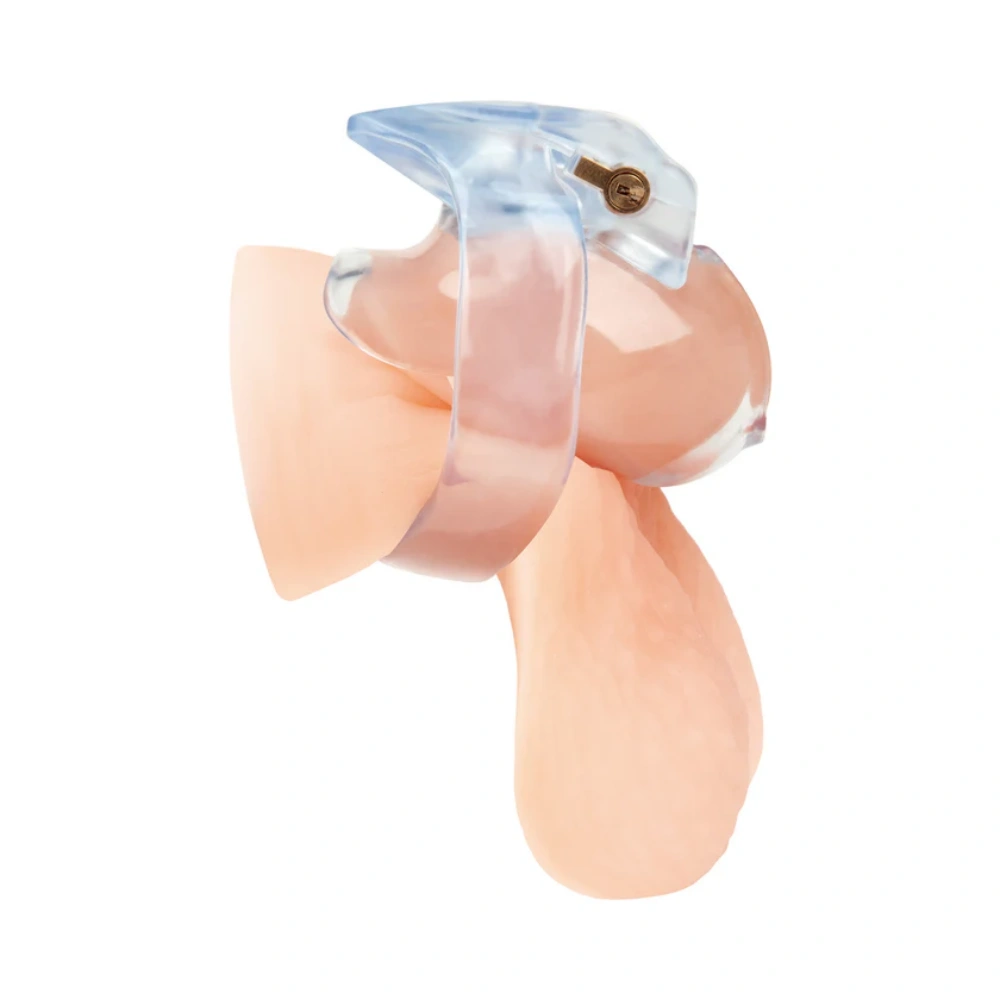 blue line small dick acrylic mini discreet chastity cage best toy