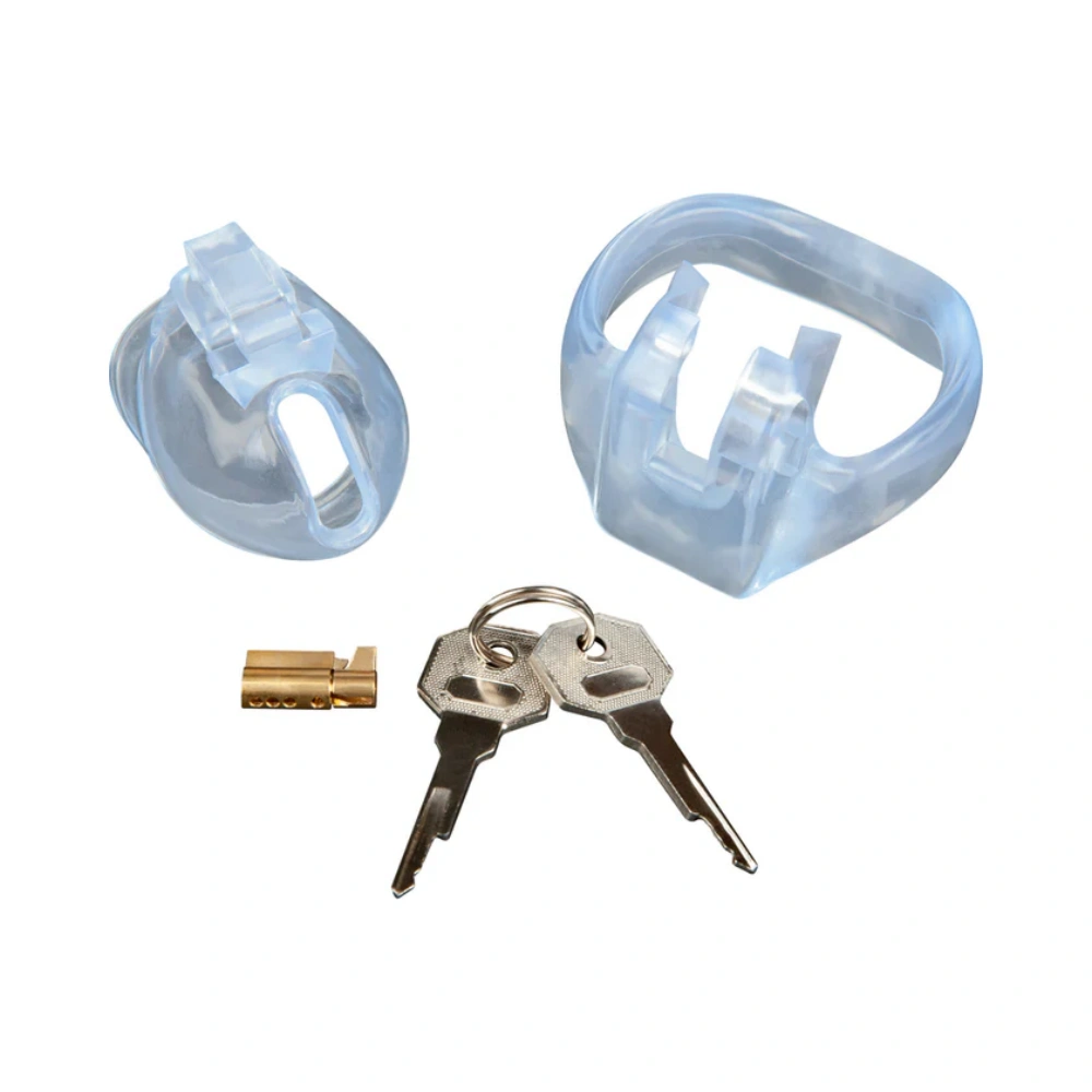 blue line small dick acrylic mini discreet chastity cage safe material