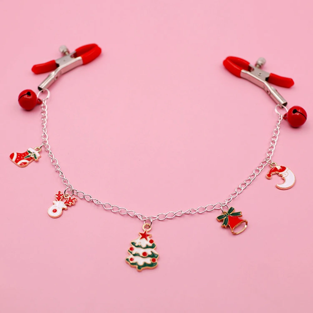 Venusfun Christmas Heart Bell Nipple Clips for Women Adjustable Non Piercing Breast Toy Set