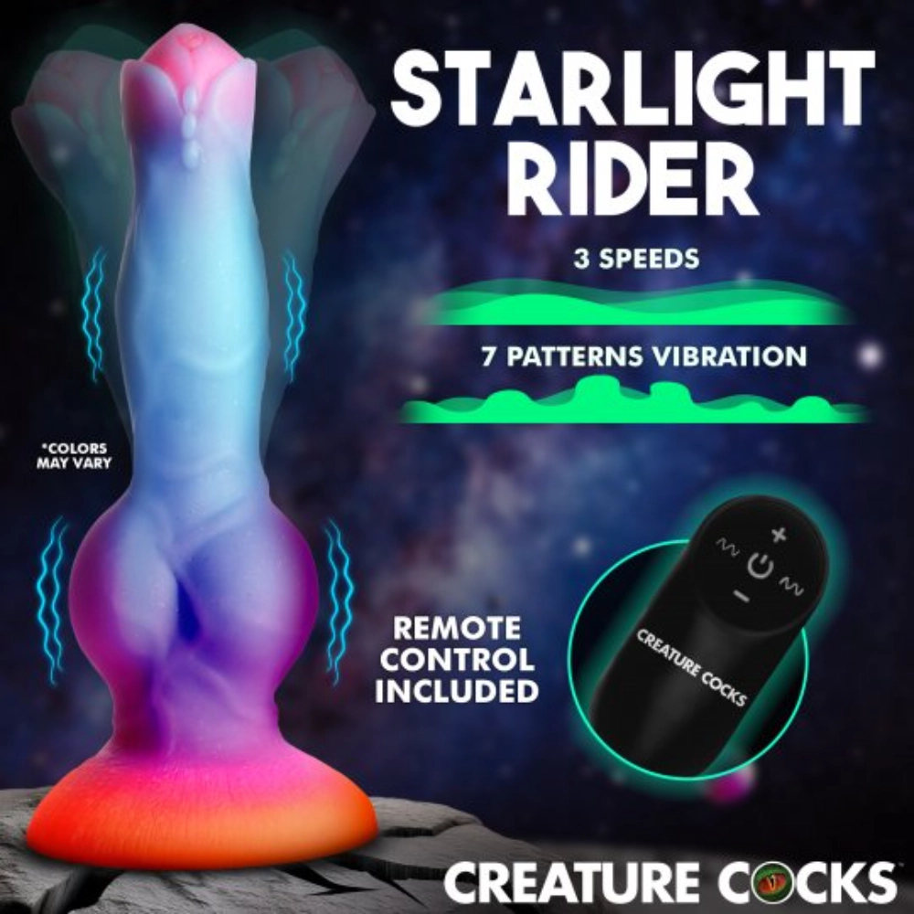 XR Brands Creature Cocks Astro Cock 8.1 Inch Glow in Dark Silicone Fantasy Dildo Suction