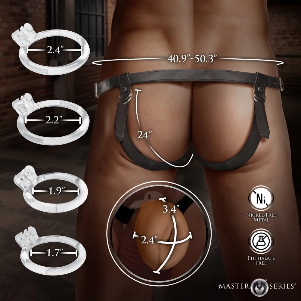 xr brands male chastity device with ball rings