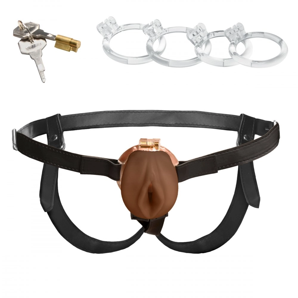 xr brands locking male cage brown