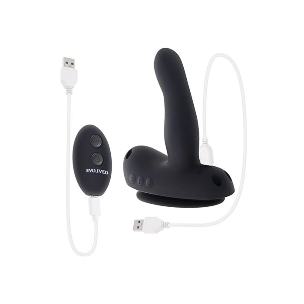 evolved come closer usb rechargeable strap on dildo