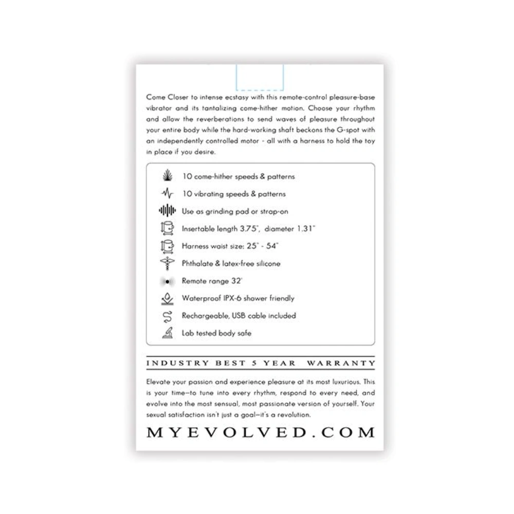 evolved come closer waterproof strap on dildo