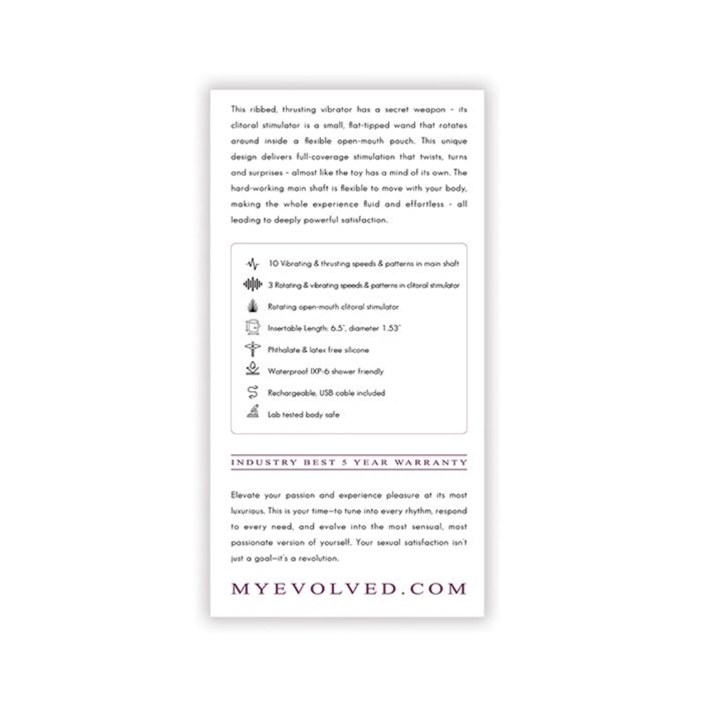 evolved deep ecstasy ribbed thrusting vibrator rotating wand