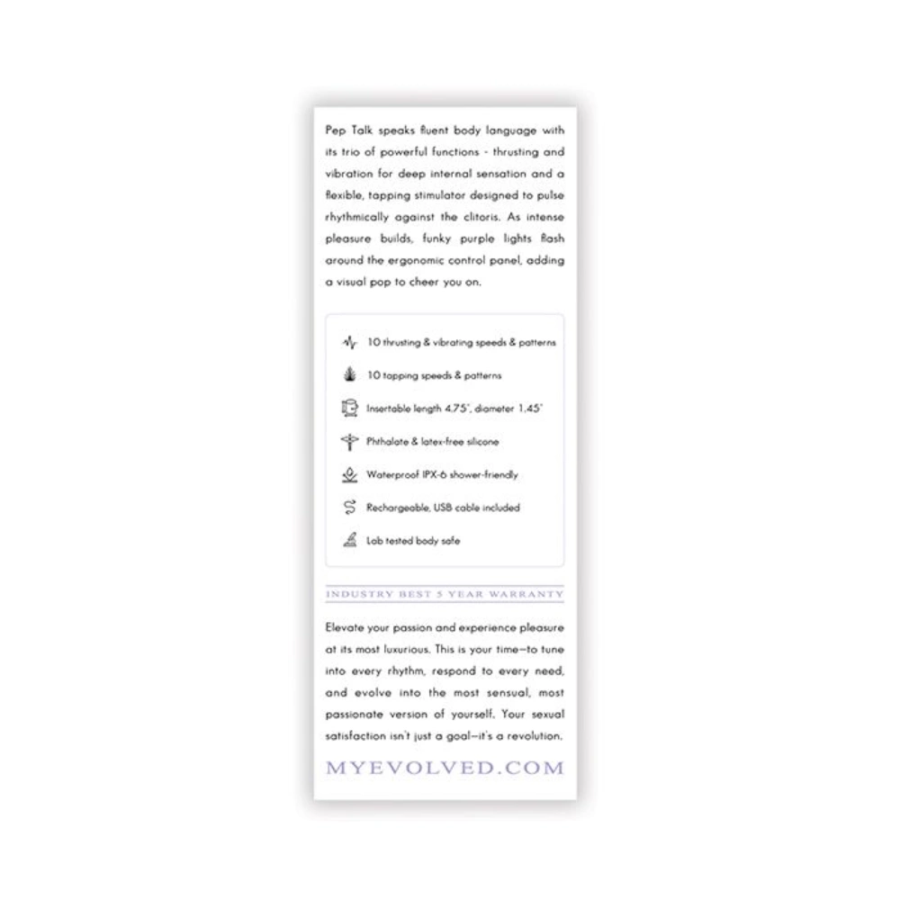 evolved pep talk thrusting toy for women