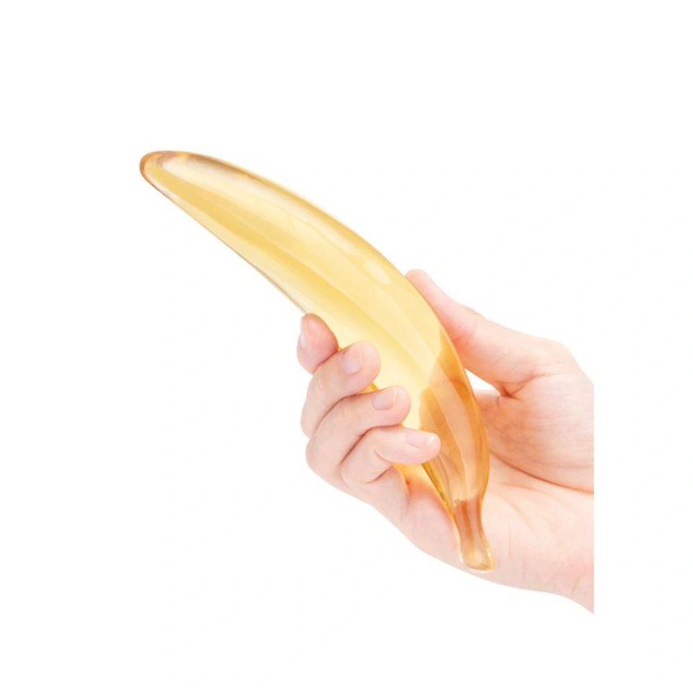 Glas Banana Glass Dildo for Beginners Handblown Smooth Curved Design for Fun Sensory Play