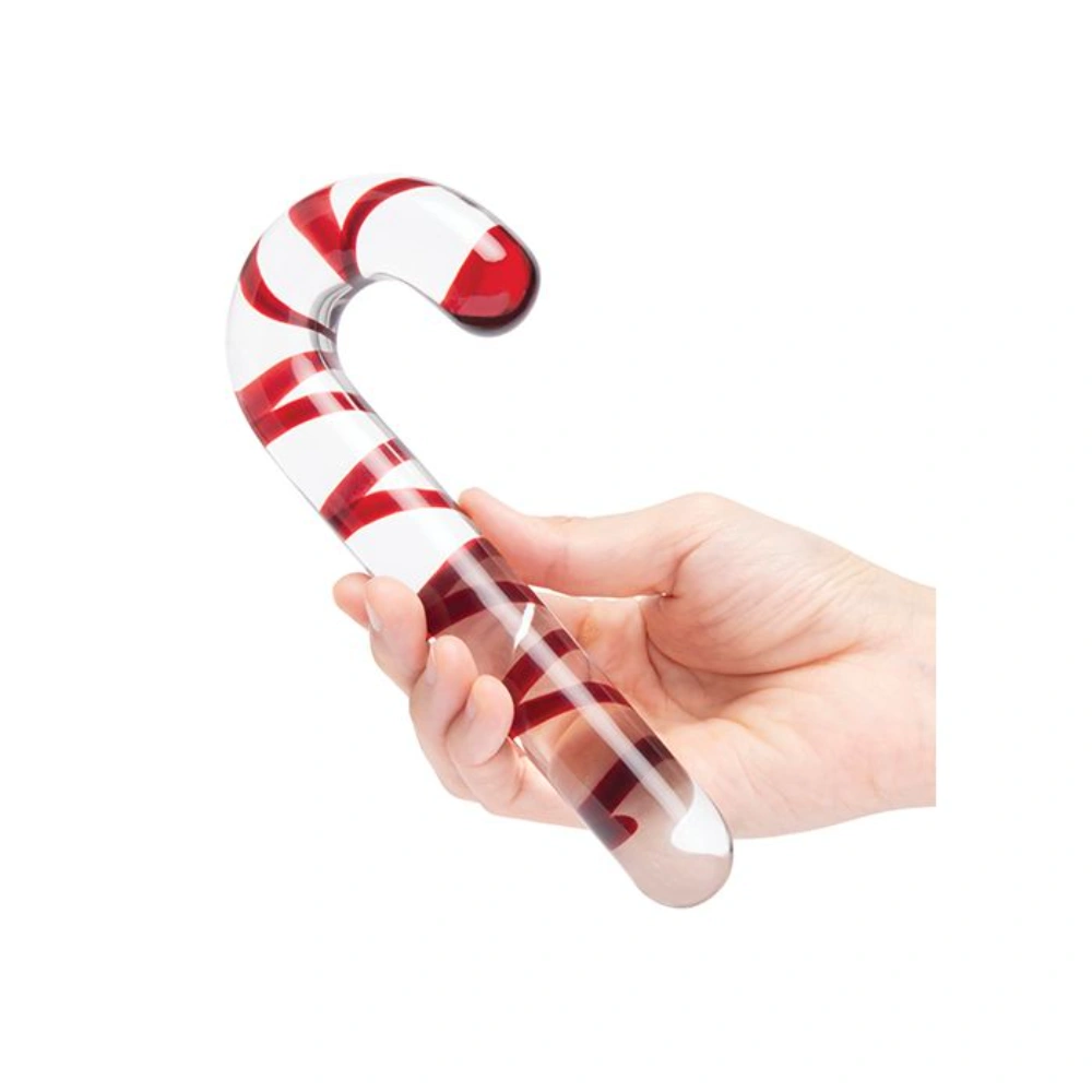 Glas Candy Cane Glass Dildo 7.5 Inch Handblown Christmas Edition Beginner Friendly Fun