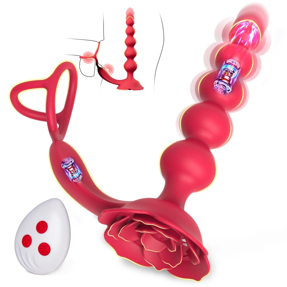 Venusfun 3 in 1 Dual Motor Cock Ring Anal Plug Vibrator Remote Control Prostate Toy for Couples