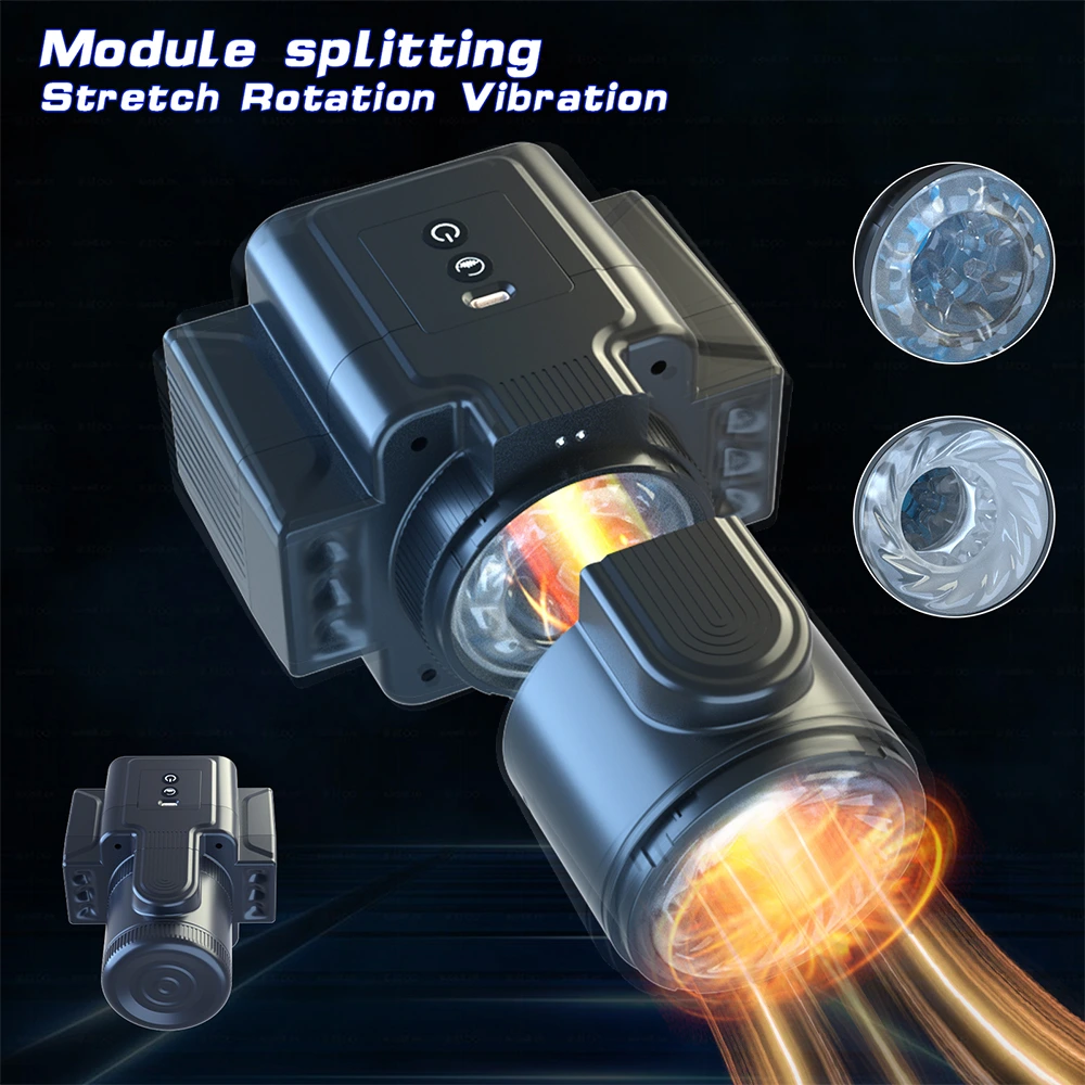 camera style male masturbator with telescopic rotating vibration