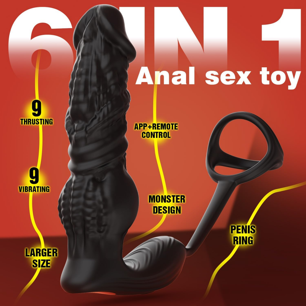Fast Thrusting Big Size Veiny Prostate Massager With Cock Ring