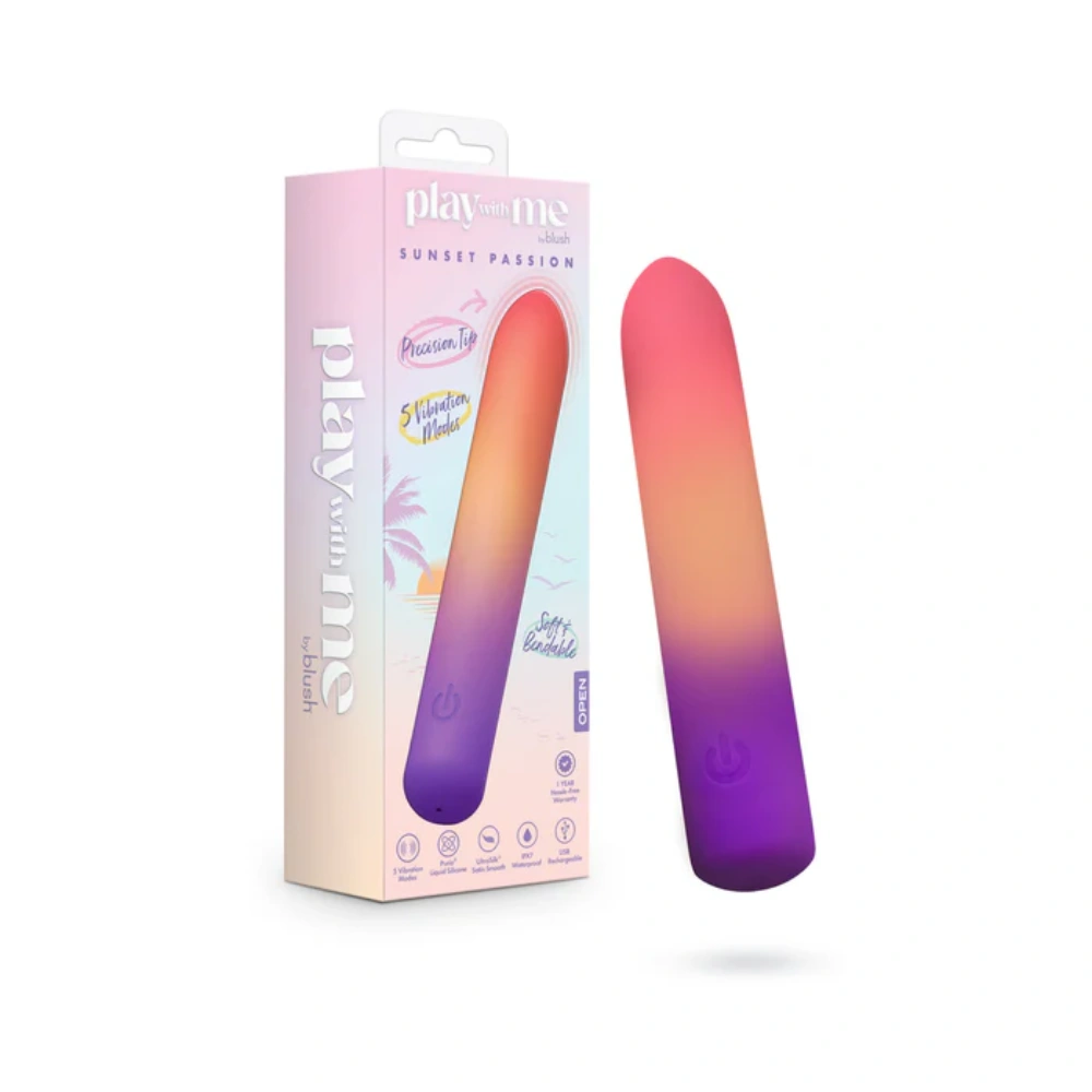 Blush Play With Me Sunset Passion Bullet Vibrator Soft Silicone 5 Modes Travel-Friendly