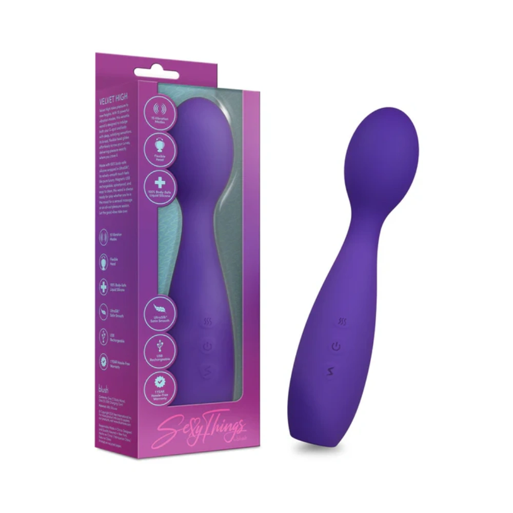 Blush Sexy Things Velvet High Wand Massager for Women 15 Modes UltraSilk Body Safe Touch