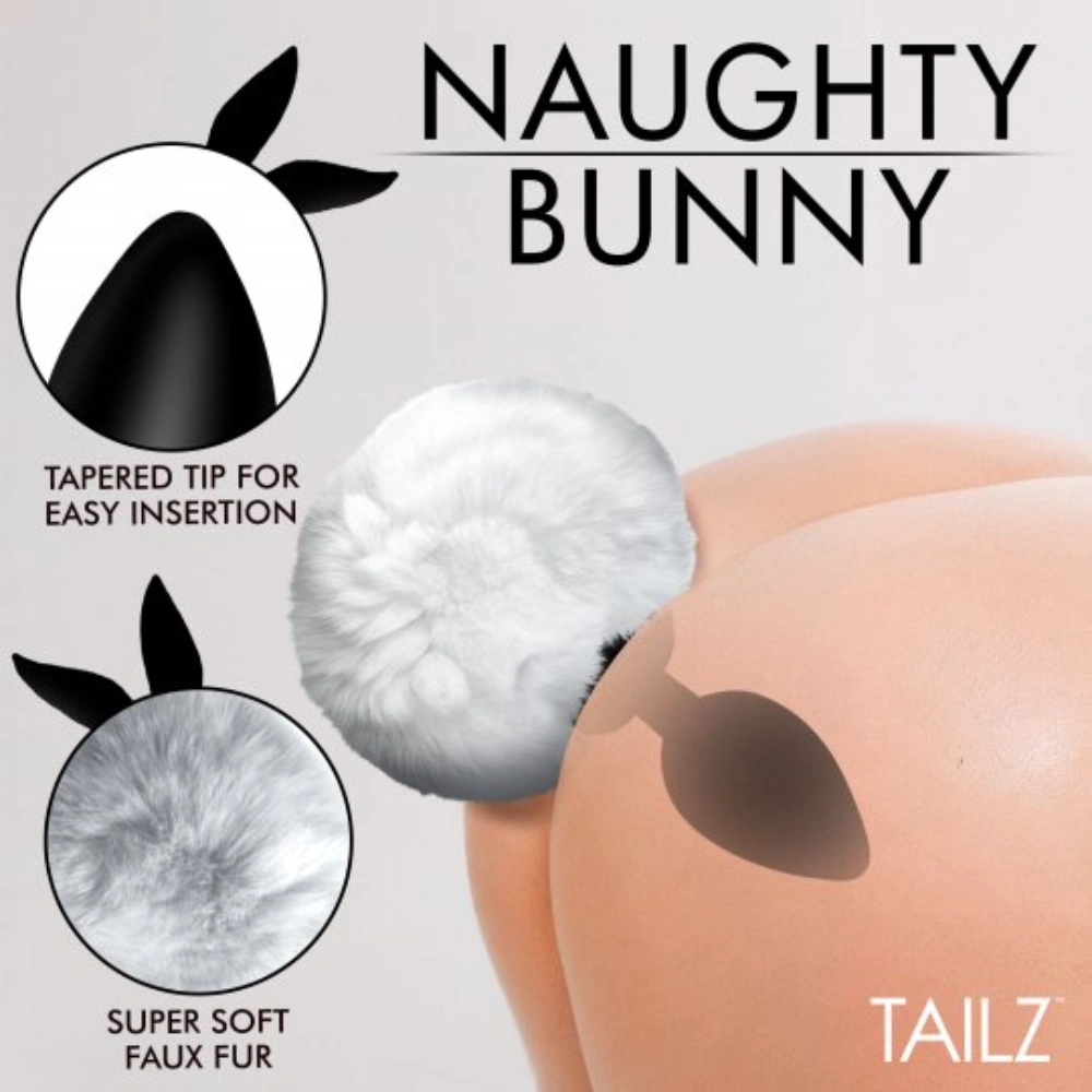 xr brands soft bunny tail silicone plug fantasy faux fur