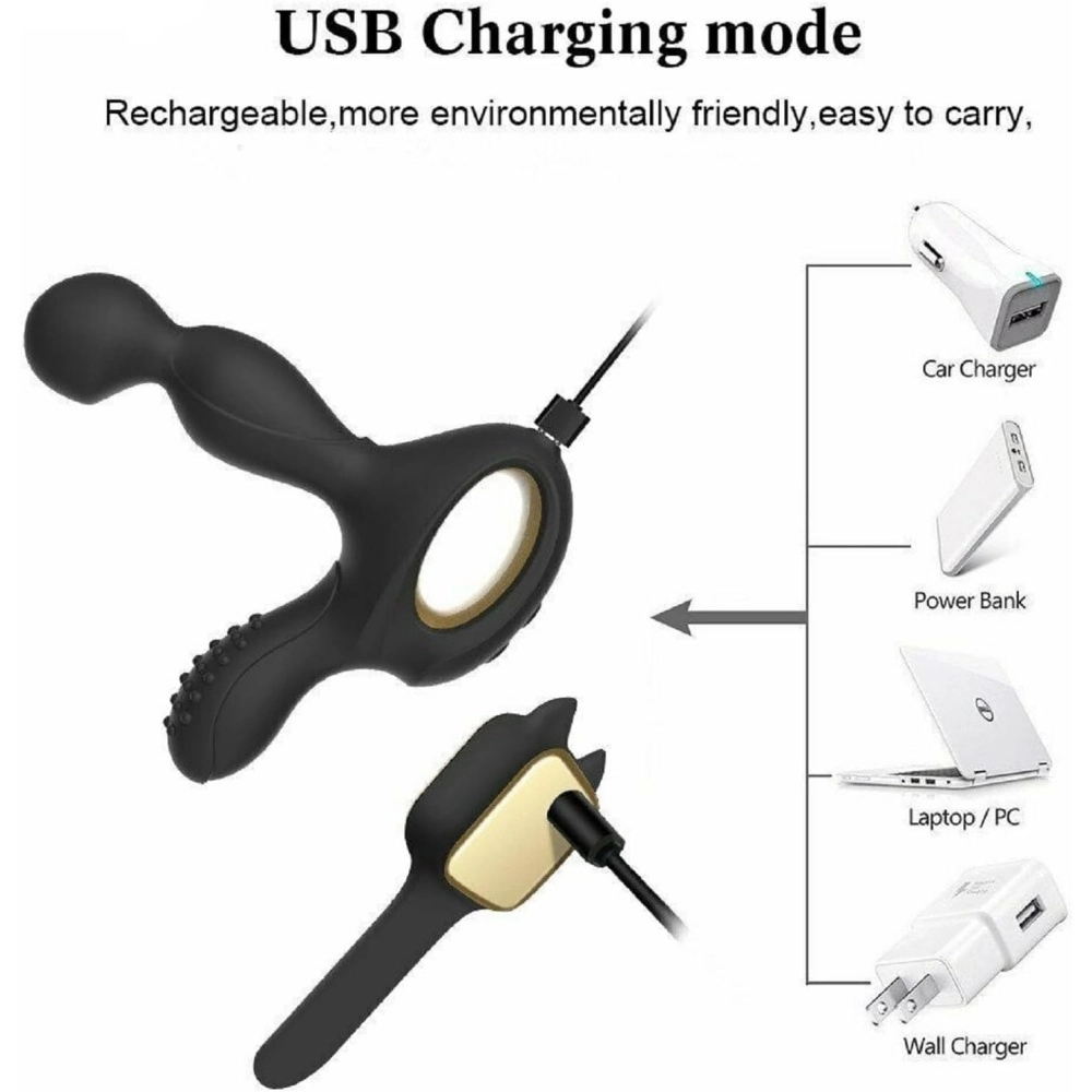 silicone prostate massager heated rotating dual motor for men