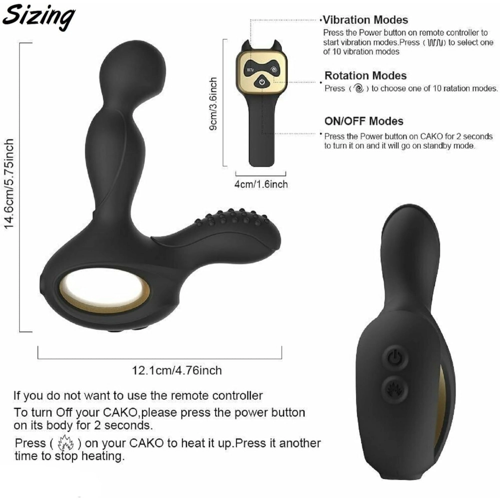 rotating silicone prostate massager for men heated design