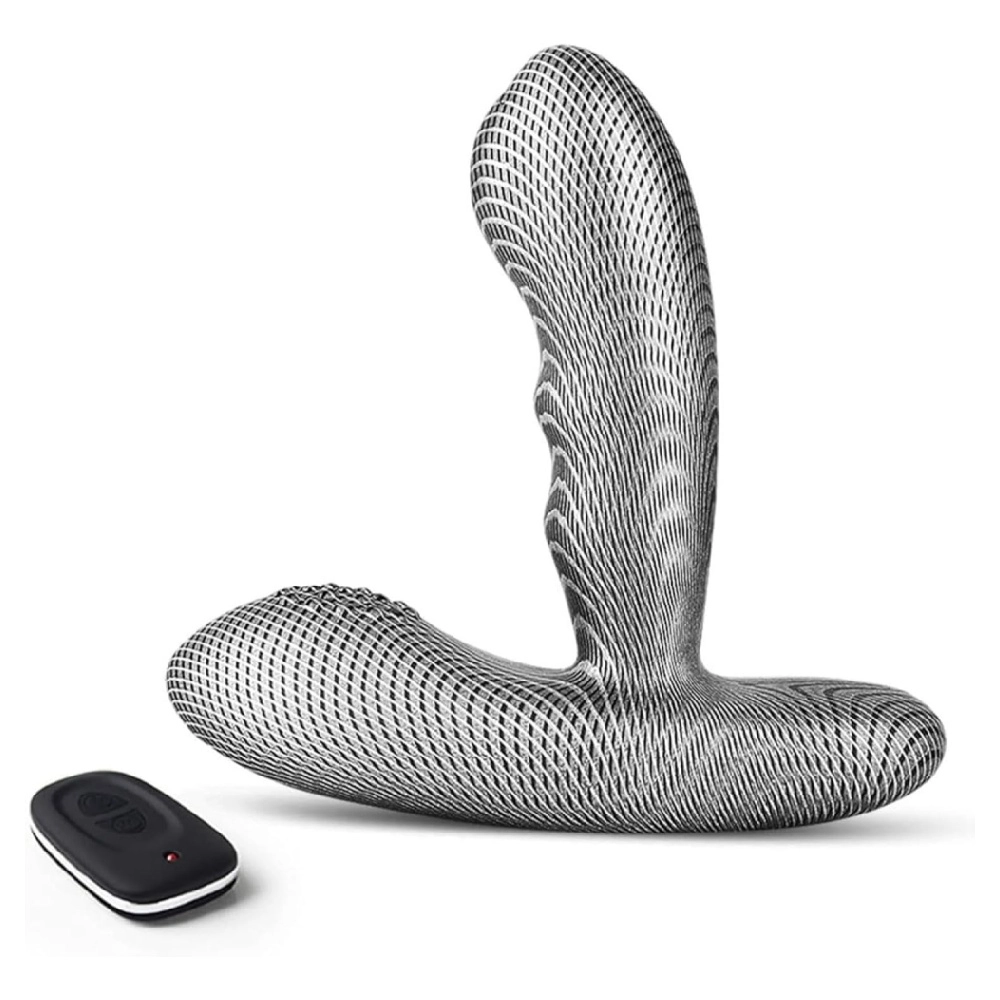 Venusfun Striped Silicone Anal Plug Men Wireless Remote 16 Vibration 3 Thrusting Heating