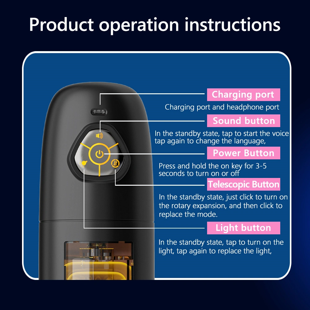 venusfun quiet design telescopic rotation male masturbator for men