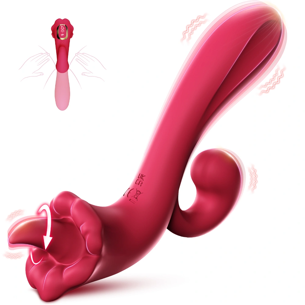 Venusfun Clitoral Rose Vibrator Tongue Licking Massager 3 Motors 10 Modes for Women