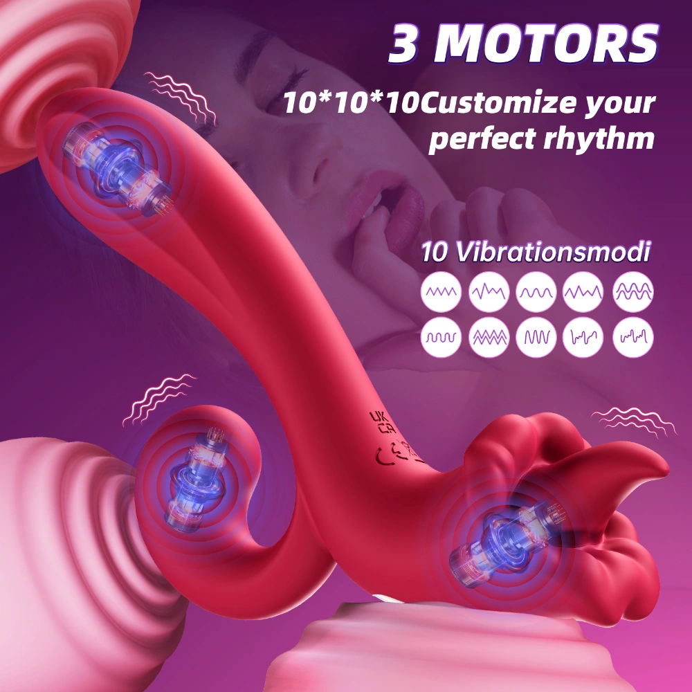 venusfun clitoral rose vibrator tongue licking massager 3 motors 10 modes