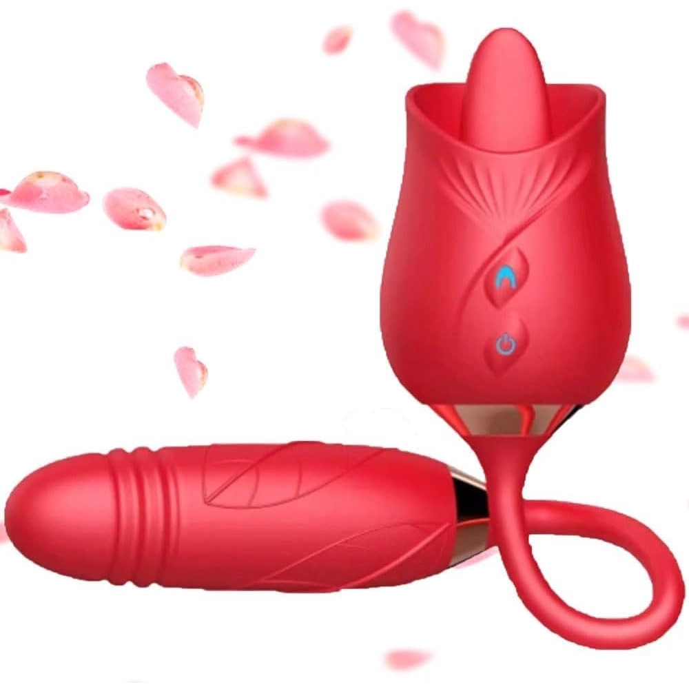 Venusfun Rose Dual Head Vibrator Licking Suction Extendable 10 Vibration Modes for Women