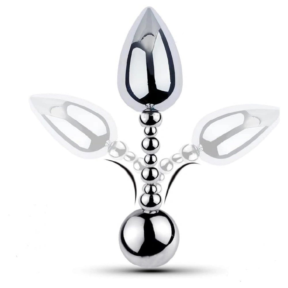 Venusfun Double Ended Stainless Steel Anal Plug for Men Rotating Beads Prostate Trainer