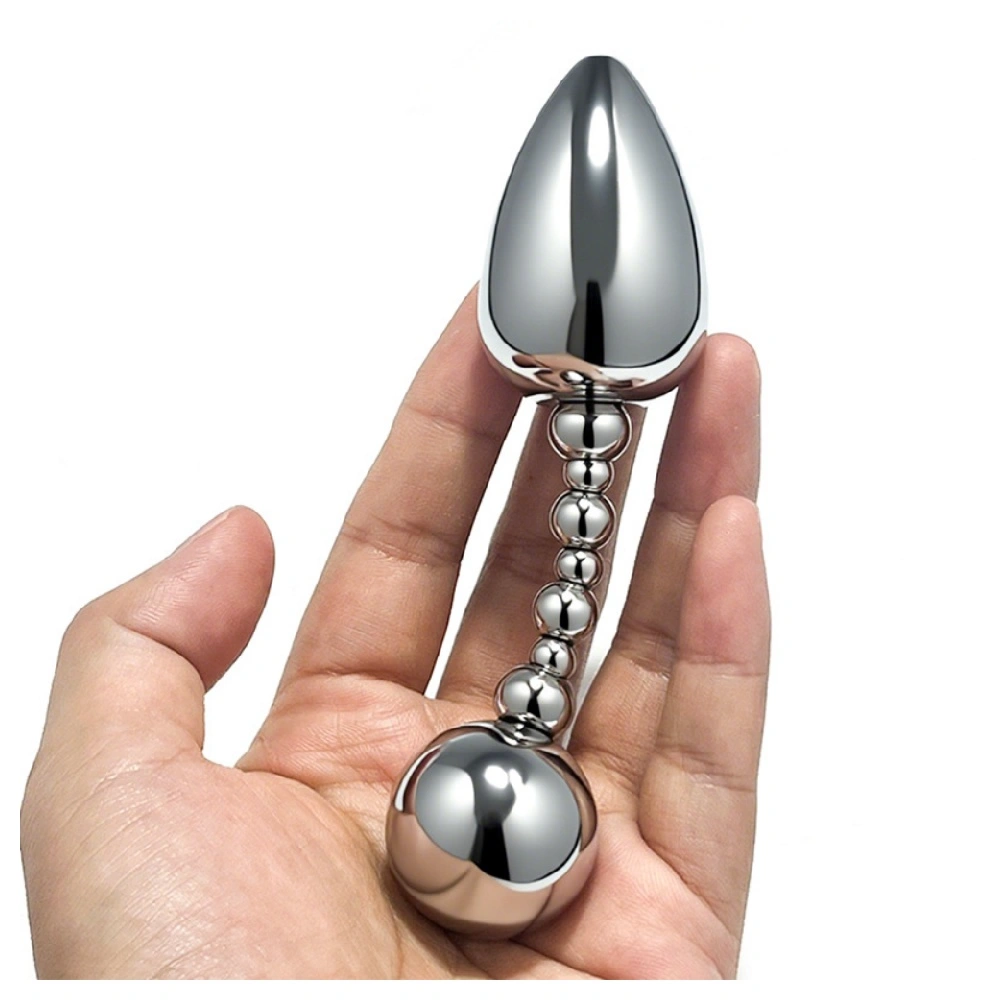 double ended anal plug stainless steel beads wand