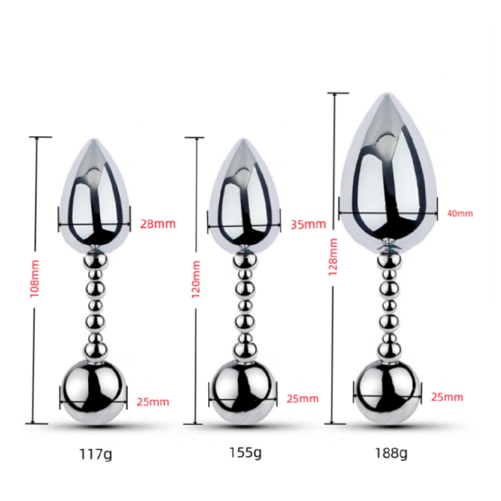 weighted stainless steel anal plug rotating beads