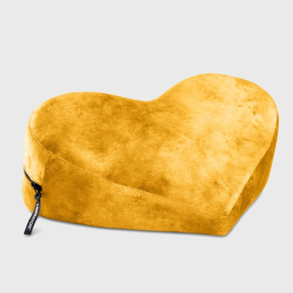Liberator Heart Wedge Ibiza heart-shaped positioning pillow in gold microvelvet