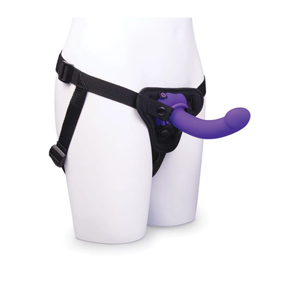 b-Vibe Curved Vibrating Strap On Kit 6.5 inch Silicone Dildo G Spot Prostate Play Couples