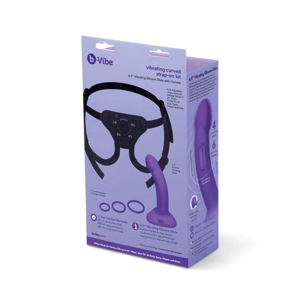 b-vibe 6.5 inch curved dildo harness system
