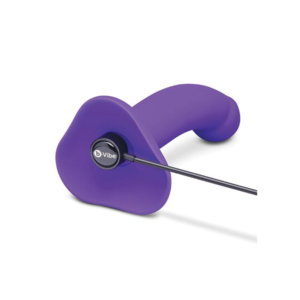 b-vibe rechargeable vibrating strap on couples toy