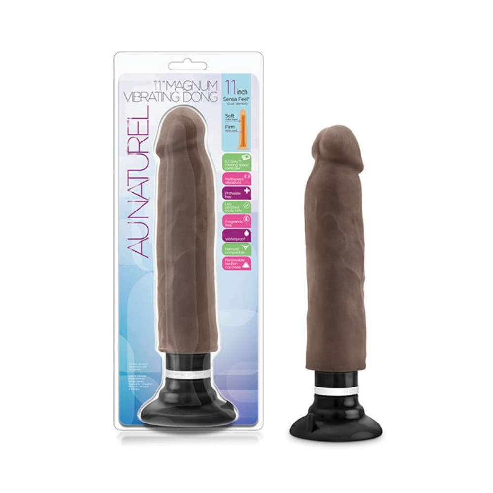 Blush Au Naturel 11 inch Sensa Feel Magnum Vibrating Dong Dual Density Deep Insertion