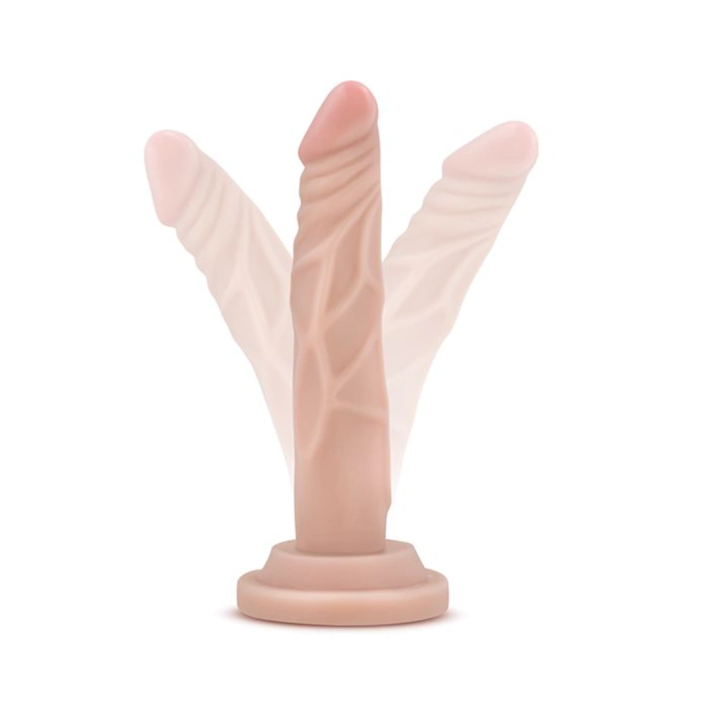 Blush Dr Skin 5 inch Mini Cock Realistic TPE Dildo Slim Suction Base for Beginner Pegging