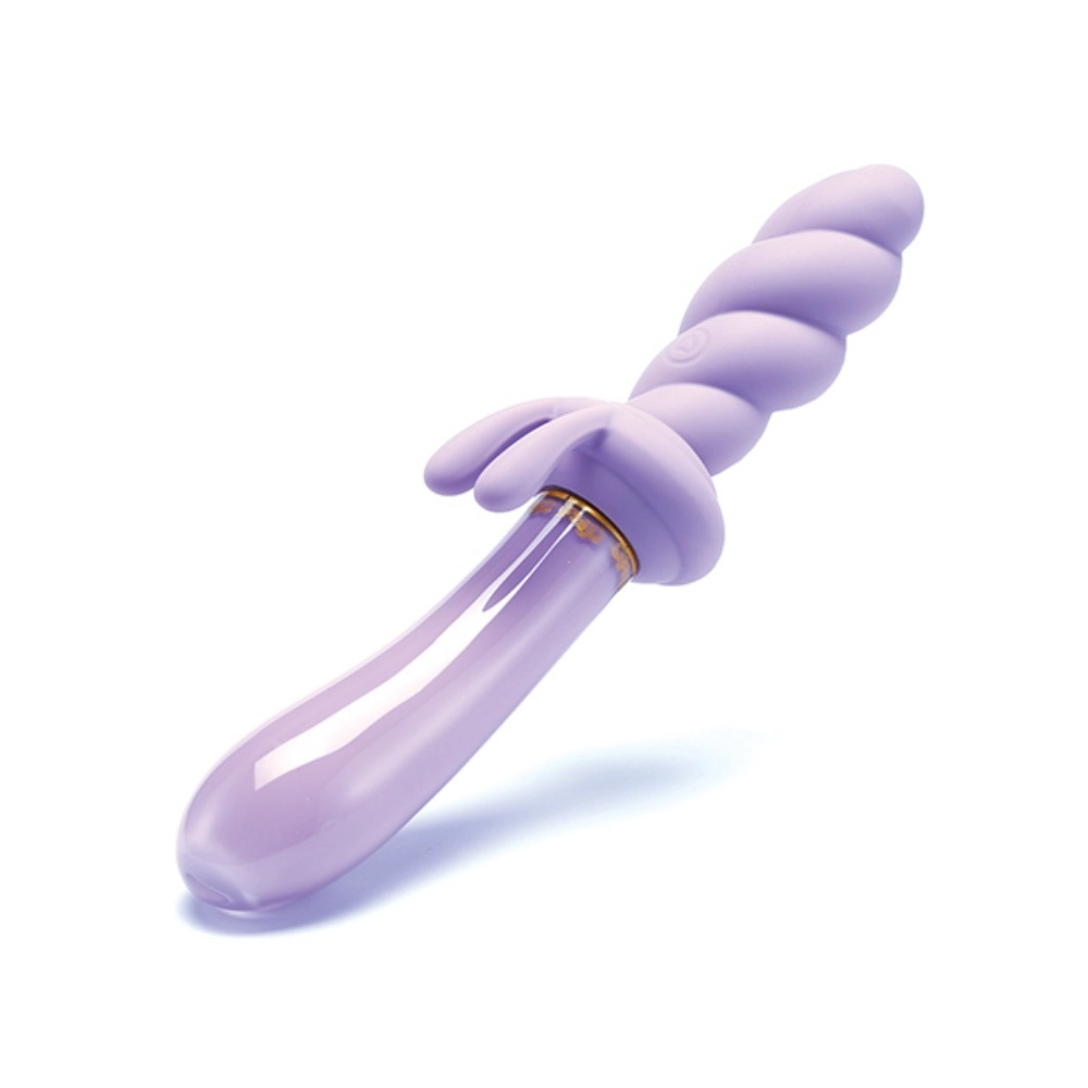 Our Erotic Journey Cristal Jade Twist Glass Rabbit Vibe G-spot & Clitoris Stim Massager