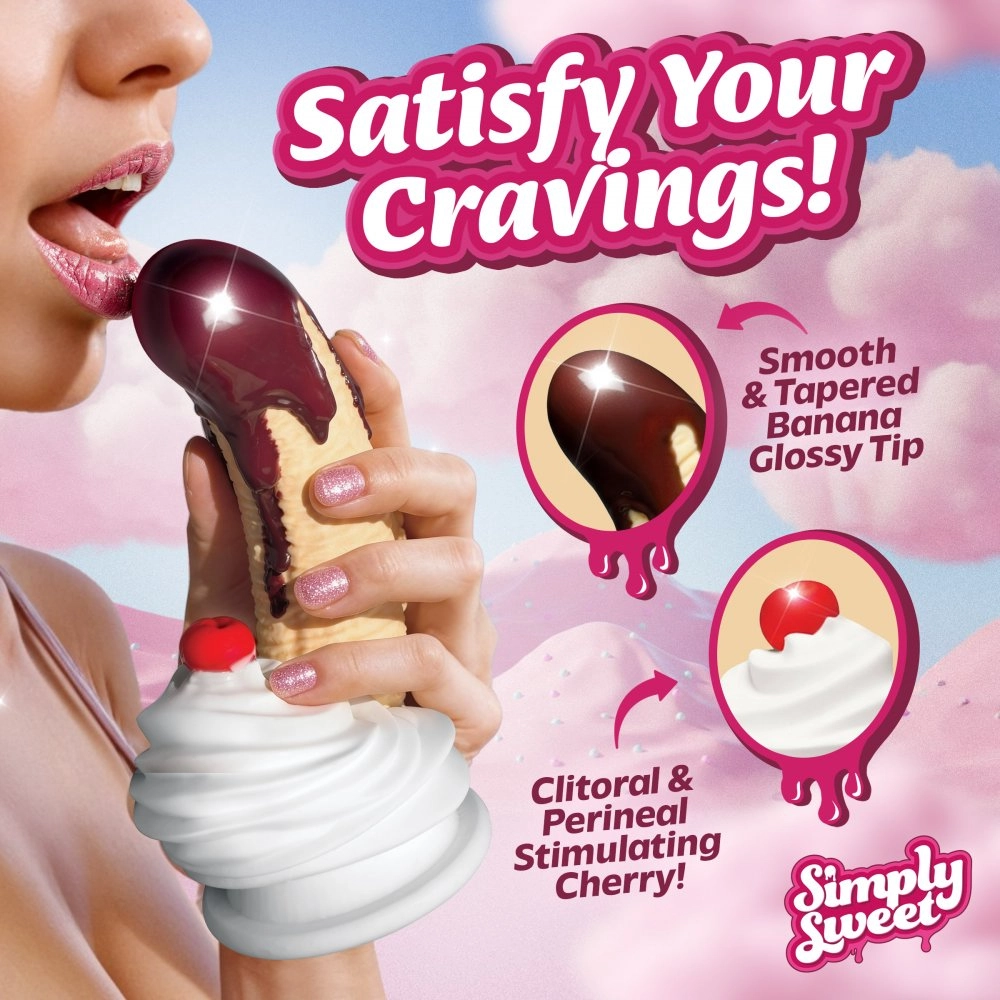 Curve Toys Chocolate Dipped Banana Split 7in Suction Cup Dildo Harness Compatible Silicone Dildo