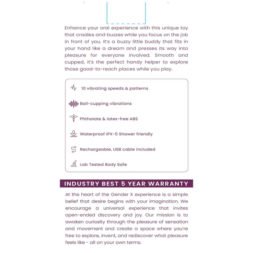 gender x bj buddy burgundy testis vibrator easy use