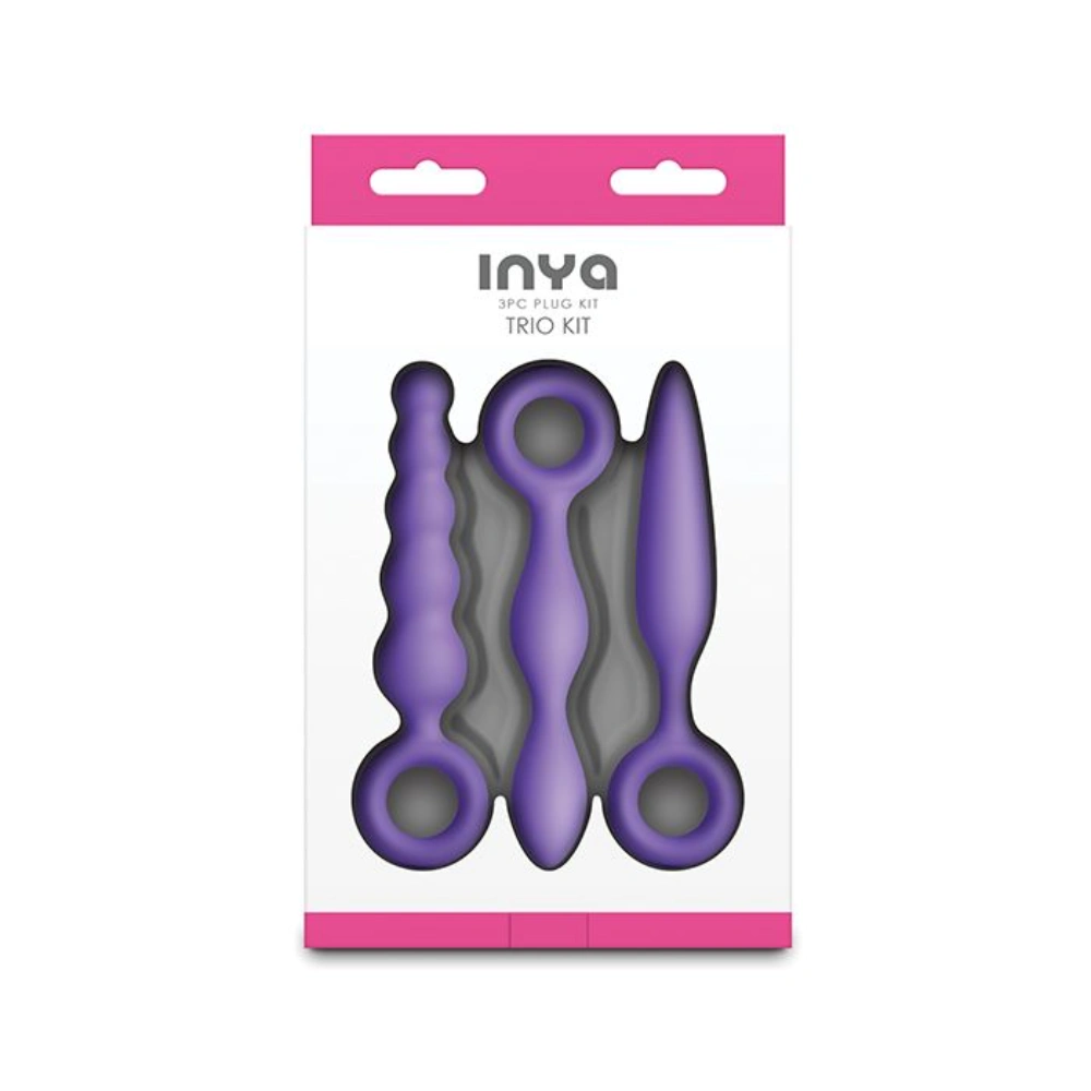 silicone anal training plug set with finger rings